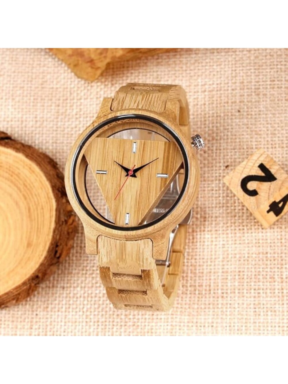 Men's Watch Colorful Bamboo Wooden Handmade Analog Dial Quartz Casual Wristwatch - Picture 4 of 7